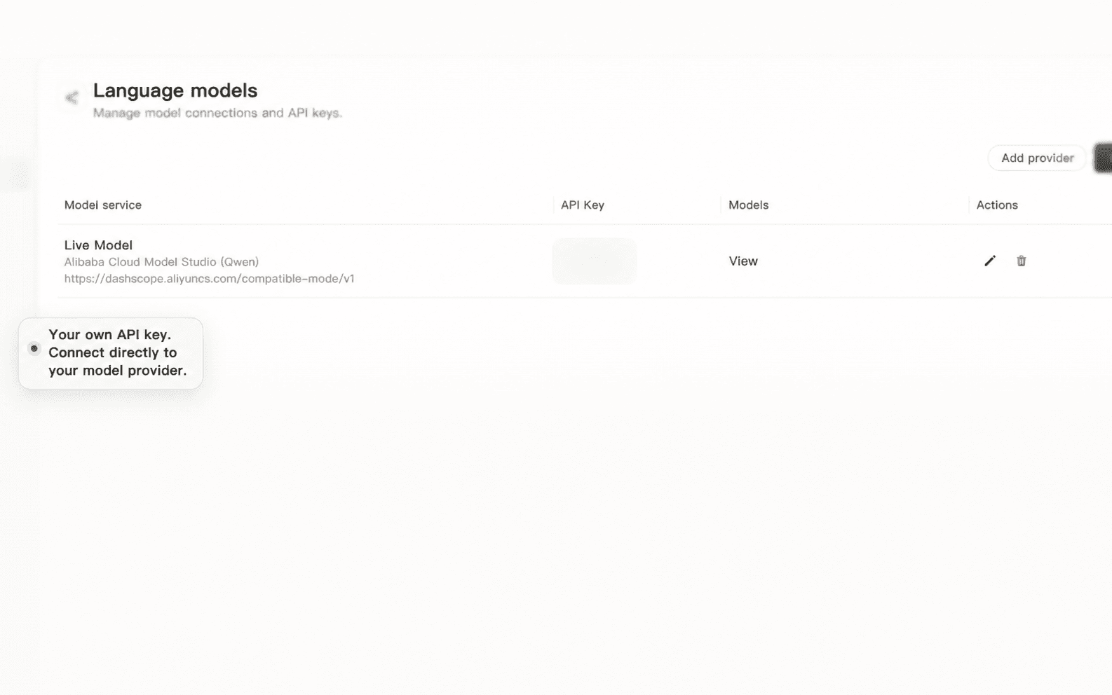 Ncurator model provider settings